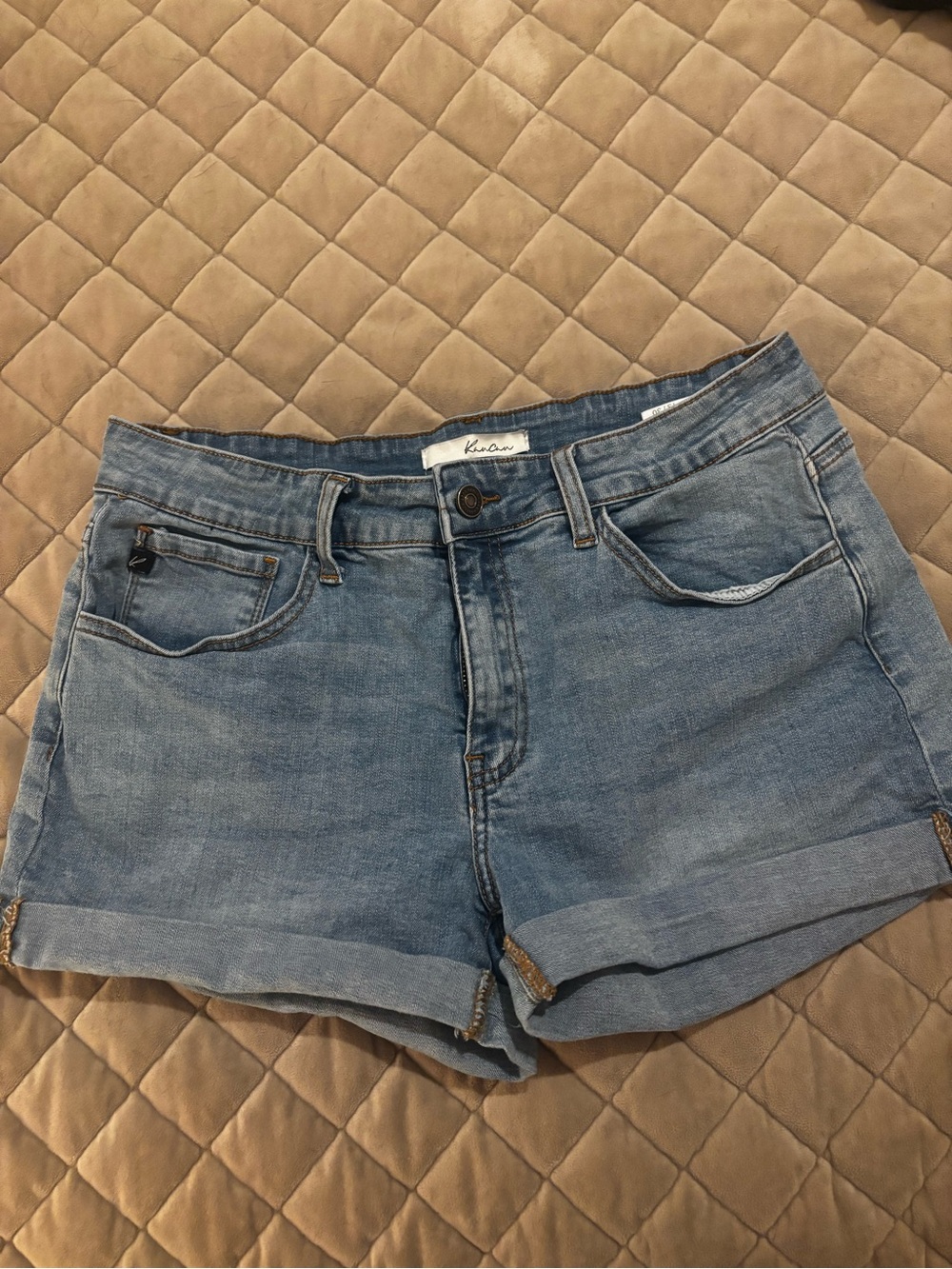 KanCan Light Wash Cuffed Denim Shorts